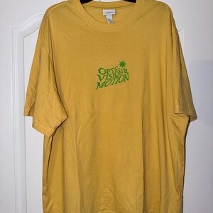 H&M Mustard Tee with Green Print